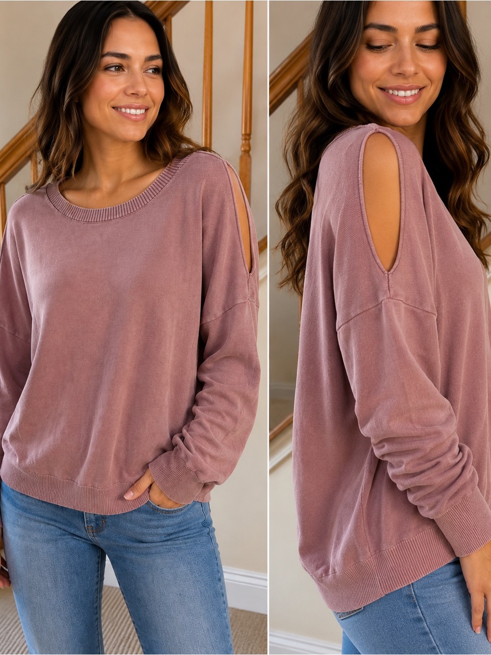 Barefoot Dreams Dusty Rose Crewneck Sweatshirt